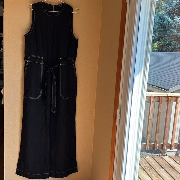 NWT Madewell Jumpsuit Black Linen 14 - Picture 7 of 10